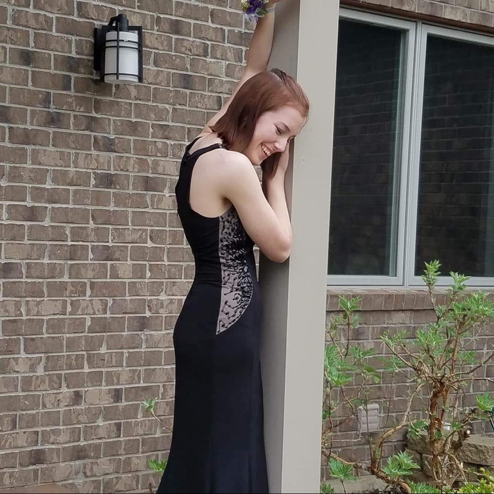 Floor length black prom dress